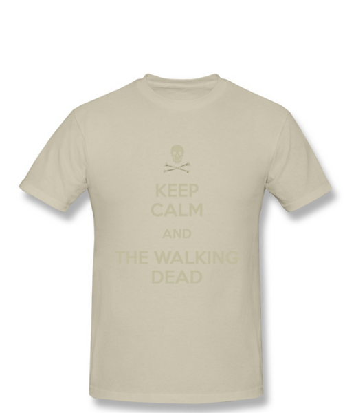 100% cotton T Shirt Mens Remain Calm And The Walking Dead T-shirts Swag Brand Logos